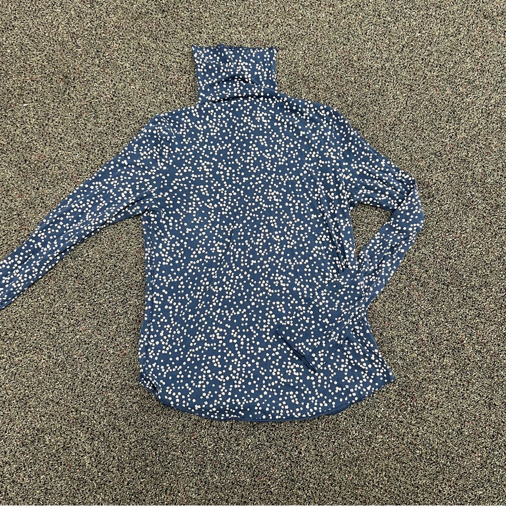 GAP Blue & White Floral Print Lightweight Turtleneck Cotton Shirt Sweater Sz M - Picture 6 of 12